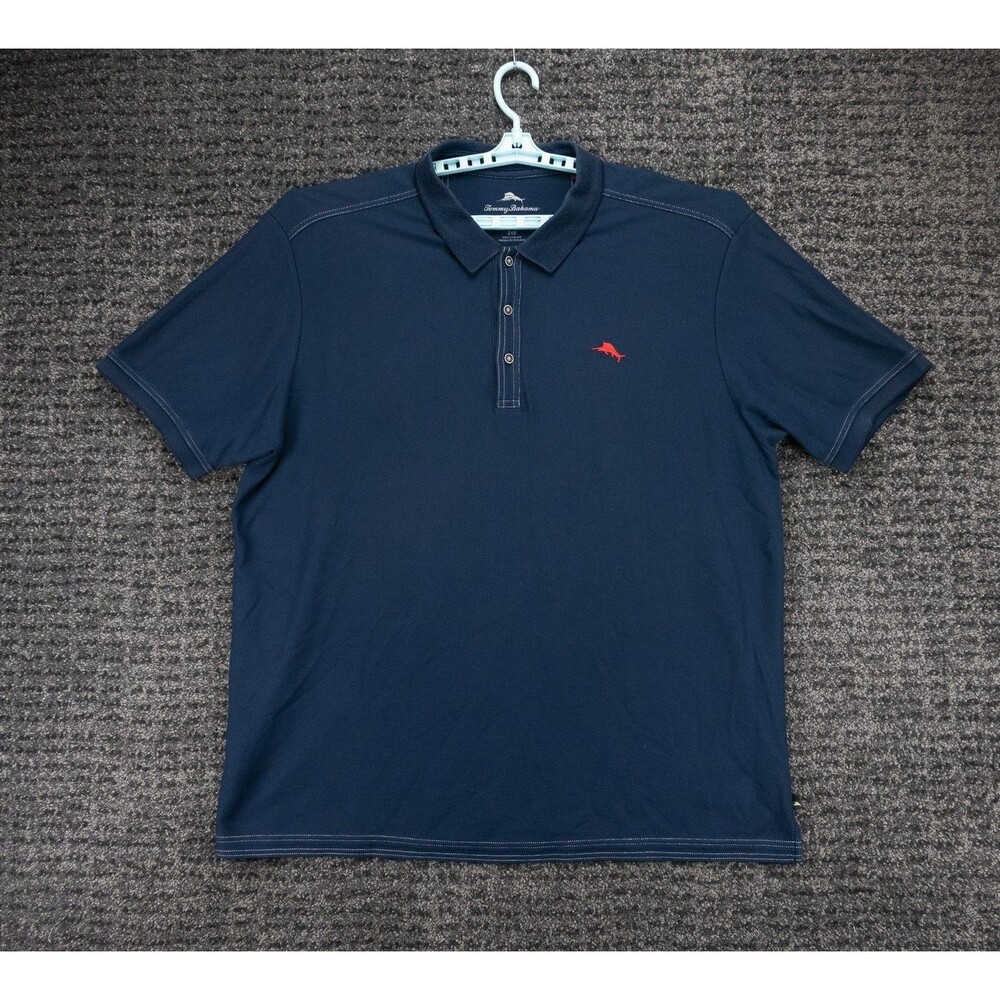 Tommy Bahama Polo Shirt Mens 2XB Navy Blue Supima Cotton Casual Preppy Golf